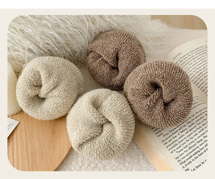 Winter Thickened Wool Socks Women’s Breathable Comfortable Plush Low Tube Snow Socks Simple Warm Cashmere Socks