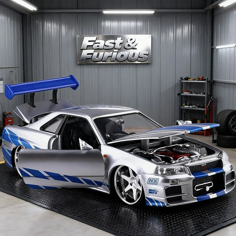 

JADA 1:24 Fast & Furious Skyline GTR R34 2002 Alloy Car Diecasts & Toy Vehicles Car Model Miniature Scale Model Car For Children