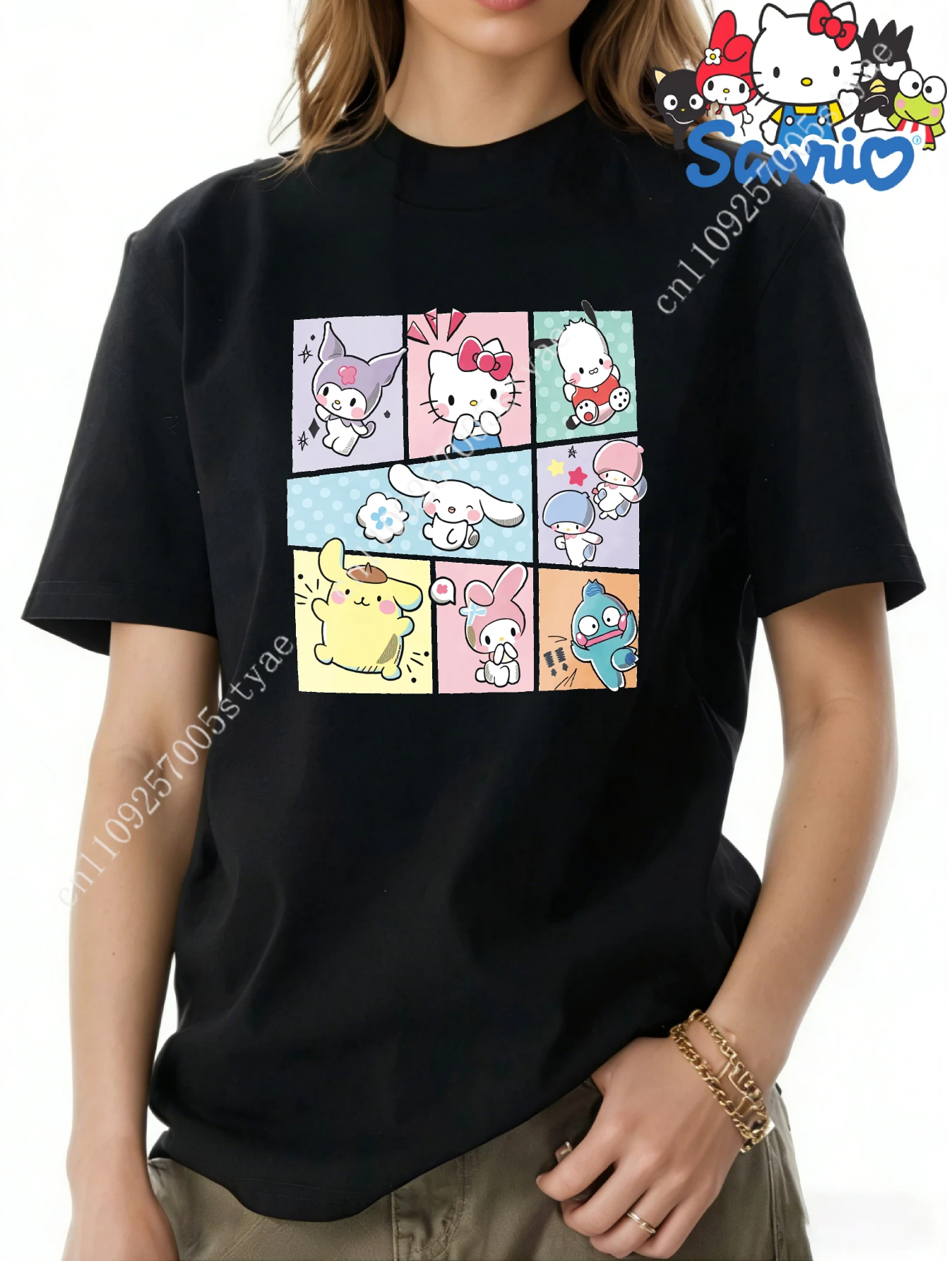 

Sanrio All Characters Collection Cartoon Compilation Short-sleeve T-shirt