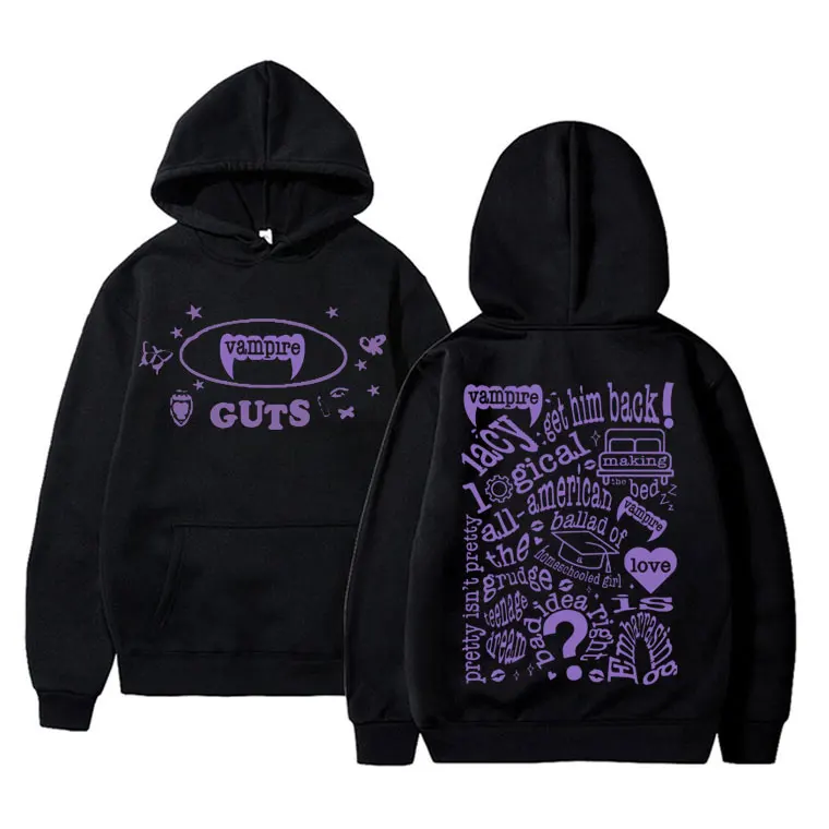 

Vampire Guts 2024 World Tour Concert Graphic Hoodie Unisex Long Sleeve Oversized Sweatshirt Men Women Fahsion Trend Streetwear