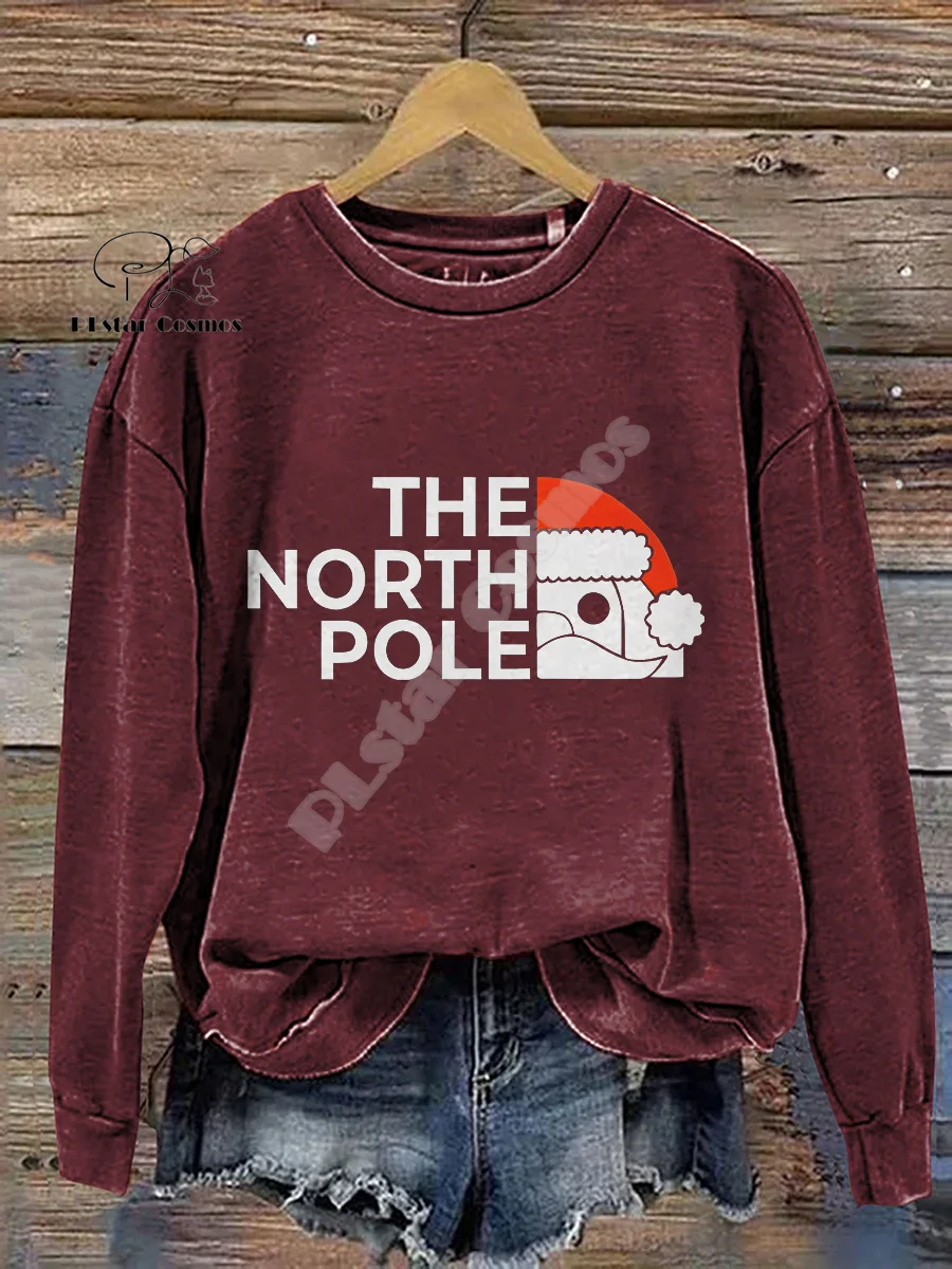 Pull de Noël à manches longues avec impression 3D, pull Harajuku, chat, chien, graffiti, vintage, rétro, hiver, drôle, père Noël, V13