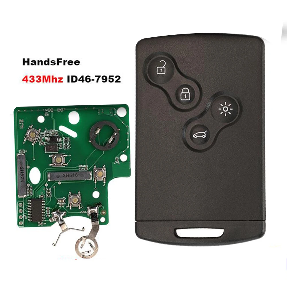 

jingyuqin New Keyless Remote Key Card For Renault Megane Fluence Laguna Scenic Clio Captur Koleos 433MHz ID46-PCF7952/4A-7953
