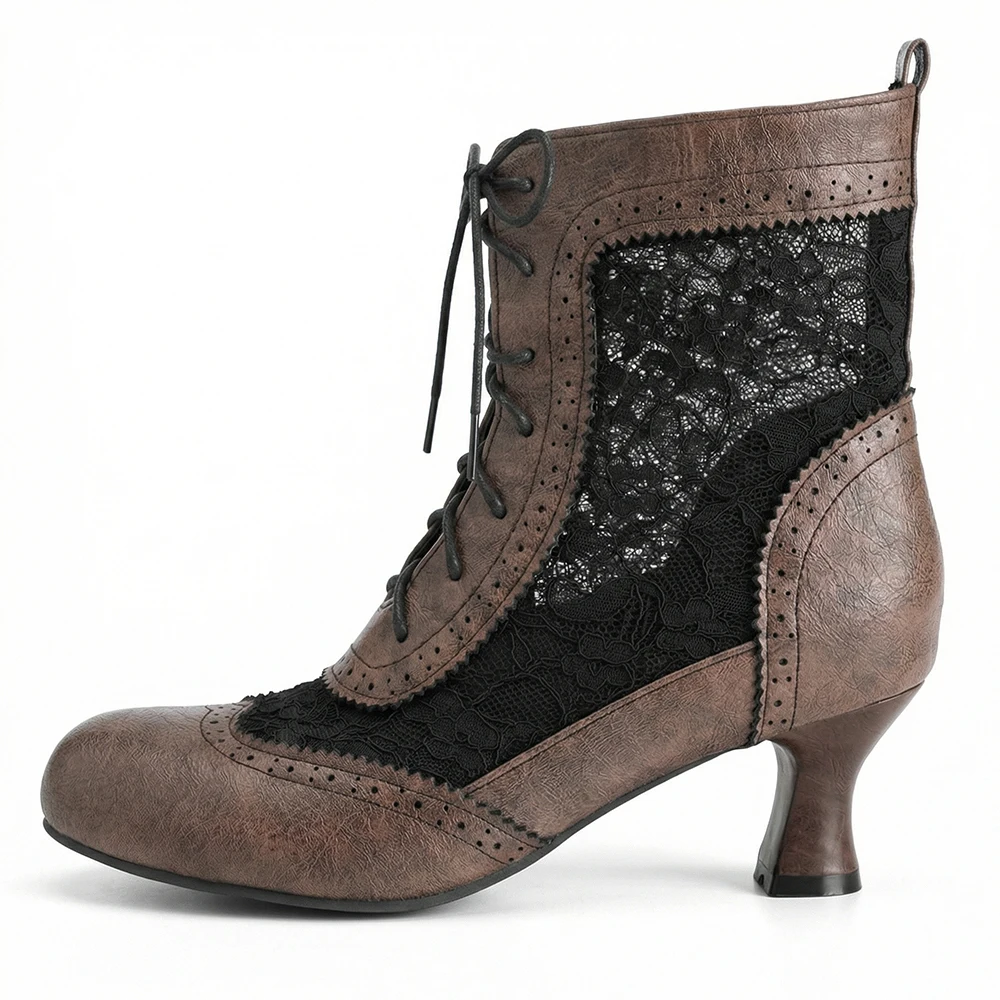 รองเท้าบูทข้อเท้าสไตล์วิคตอเรี - Kitten Heel Women บทวิจารณ์และราคา