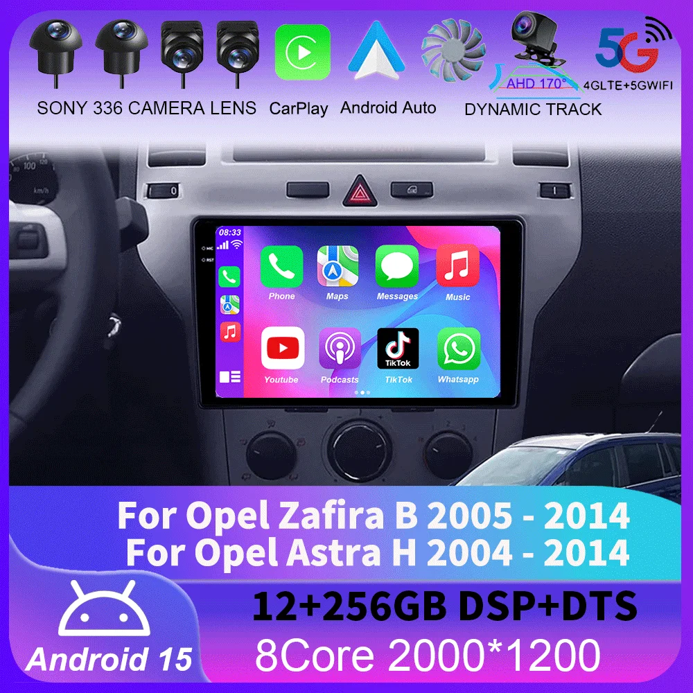Para Opel Zafira B 2005 - 2014 para Opel Astra H 2004 - 2014 GPS Radio de coche navegación reproductor de vídeo Multimedia estéreo BT Android 15