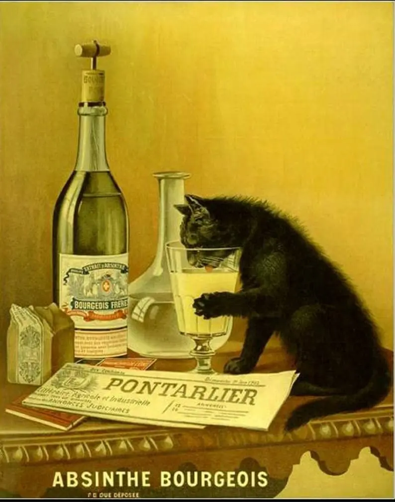 Eeypy Retro Vintage Absinthe Advert Black Cat French Retro Vintage Decor Metal Tin Sign Vintage Metal Signs Tin Plaques Wal sign