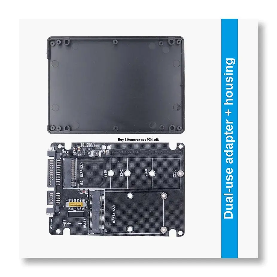 ✤M.2 NGFF MSATA SSD to SATA 3.0 Adapter Card 2 in 1 Converter Card M.2 SSD Adapter Card External Hard Drive Enclosure