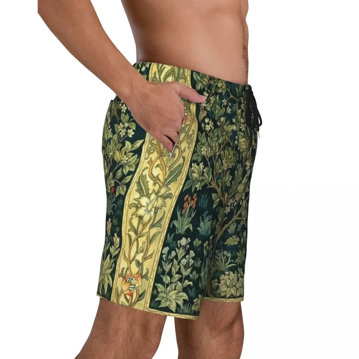 Tree Of Life By William Morris Board Shorts Men's Casual Beach Shorts Briefs Floral Textile Pattern Quick Dry Swimming Trunks