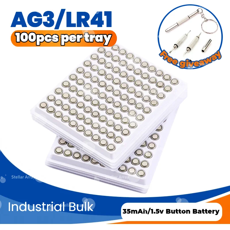 

Original 1.5V 35mAh AG3 Button Battery for Watch and Decor Lights - SR41 LR41 SR41SW CX41 L736 192 384 392 Cell
