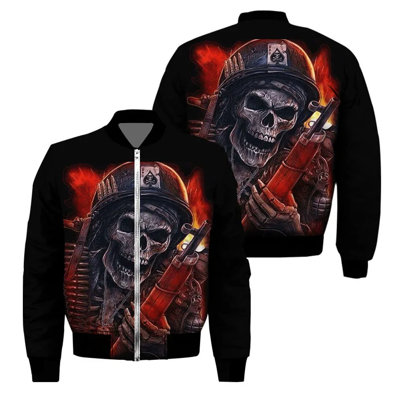 

New Autumn And Winter Sportswear, Hip-Hop Fashion, Street Casual Jacket, Men's Fun 3D Skull Print Fashion Top, Men's Jacket