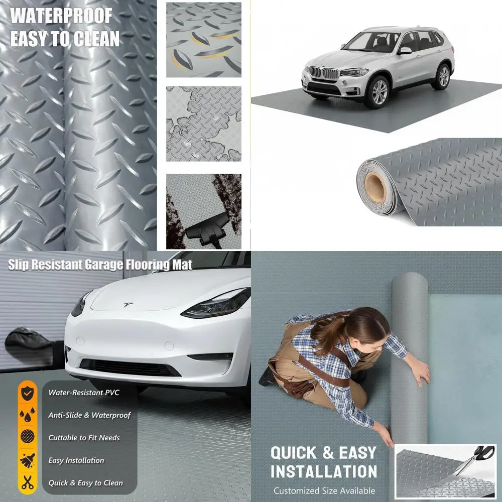 

Толстый ПВХ-коврик для пола гаража, сверхпрочный водонепроницаемый противоскользящий защитный коврик для автомобилей, прицепов, внедорожников, подвалов и спортзалов (серый) - 4 фута