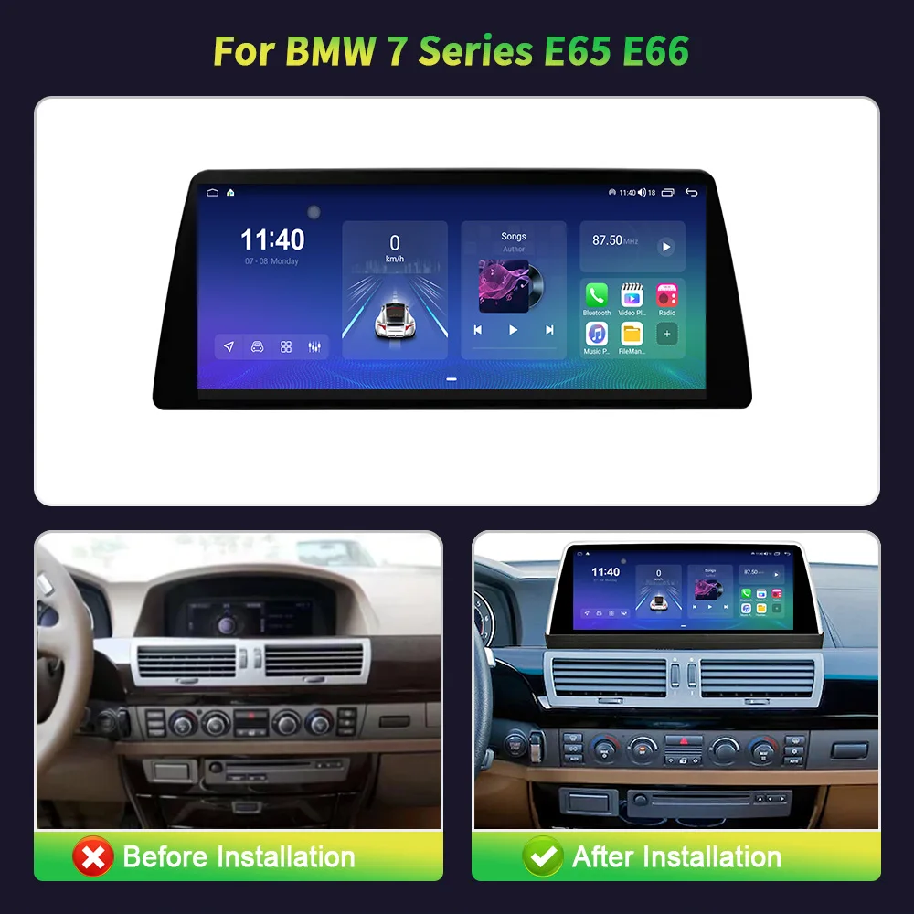 Android 14 12.3‘’ For BMW 7 Series E65 E66 Car Radio Carplay Stereo Multimedia Navigation Universal Screen Head Unit