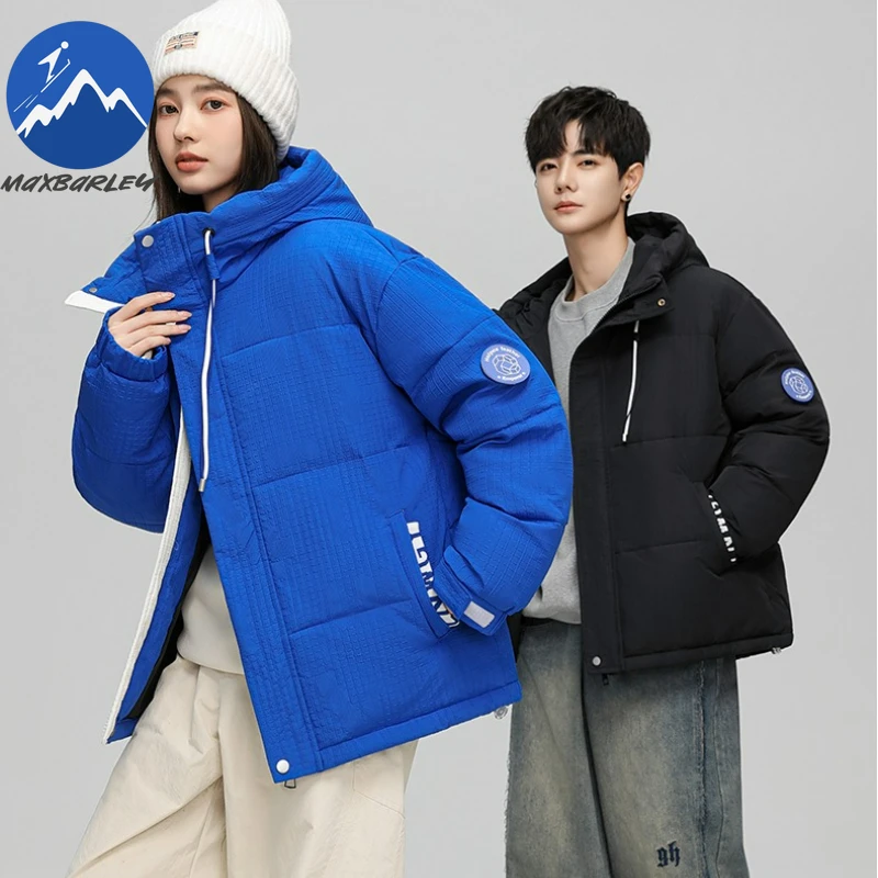 เสื้อแจ็คเก็ตพัฟเฟอร์ Maxbarley แบบยูนิเซ็กซ์ สีพื้น สำหรับเดินป่า ท่องเที่ยว น้ำหนักเบา สไตล์คลาสสิก มีฮู้ด บุด้วยขนเป็ดหนา สำหรับฤดูหนาว