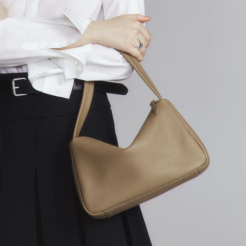 

French single-shoulder underarm women's single-shoulder bag, horizontal square mini small bag genuine leather hand-held tote bag