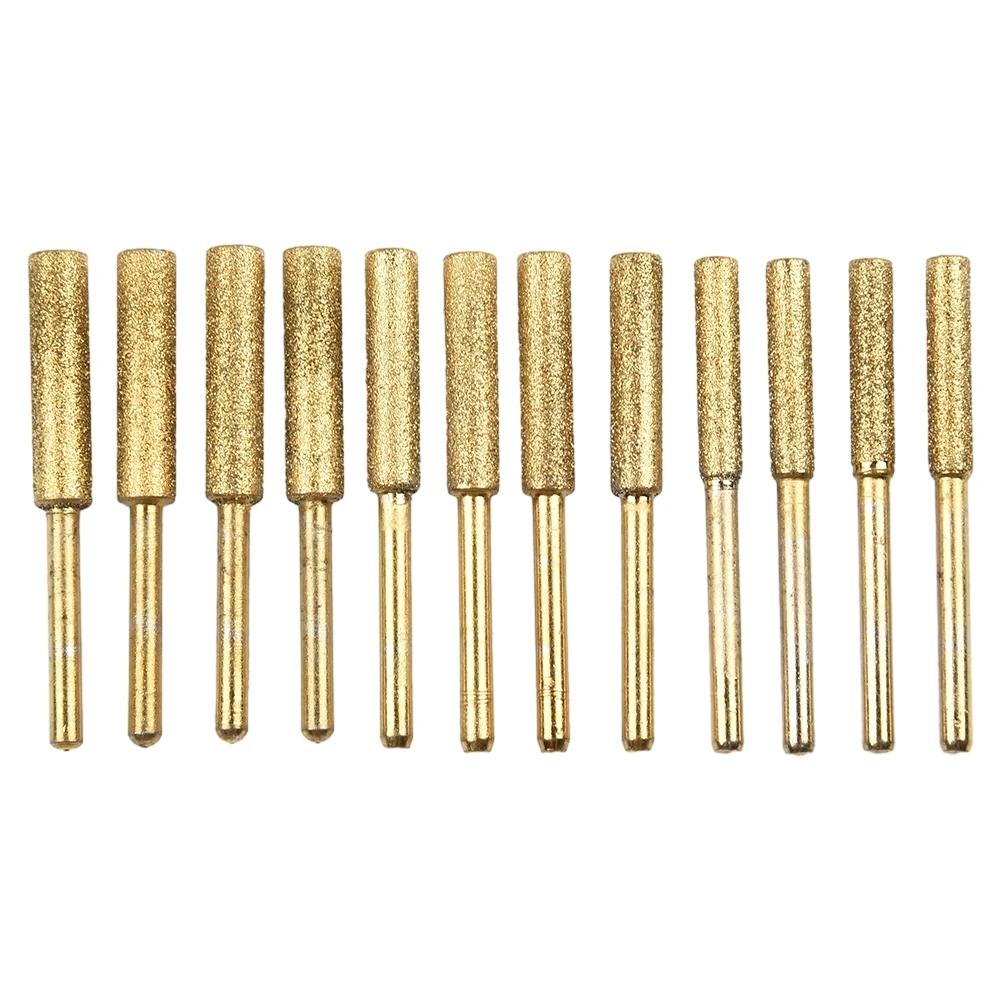 12Pcs/set Chainsaw Ener Sharpener 4.0/4.8/5.5mm 3mm Shank Grinding Head Tools For Electric Chain Saw Stone Carving