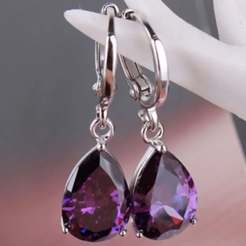 New Women's Earrings Copper Inset Multicolor Artificial Zircon Geometric Simple Design Temperament All Match The Party Luxury