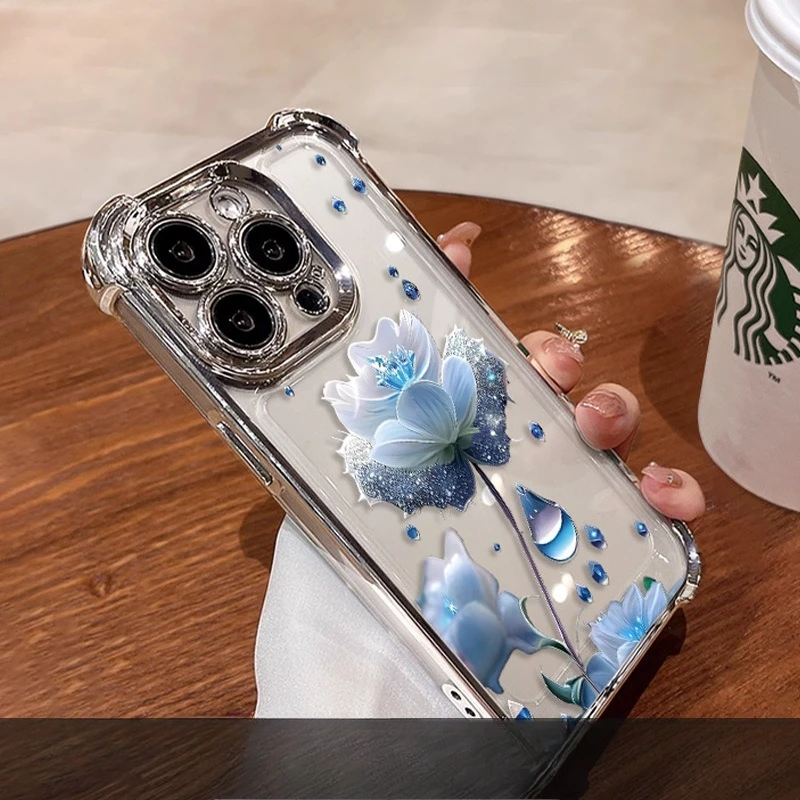 

Suitable for iPhone 17 Bianhua Phone Case 16 Electroplated Four Corner Airbags 15 Fully Wrapped 14 13 Anti Fall Protection Cover