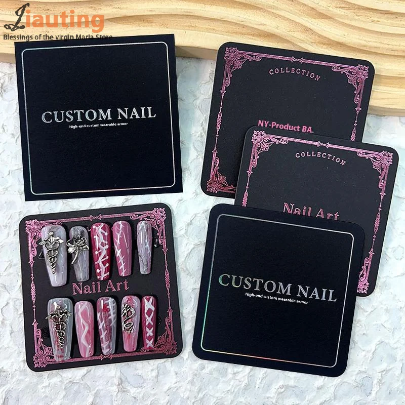 Cartes en carton à pression sur le fond des ongles, sac d'emballage carré pour affichage de Nail Art, accessoires Photo, carte de faux ongles, outils de manucure