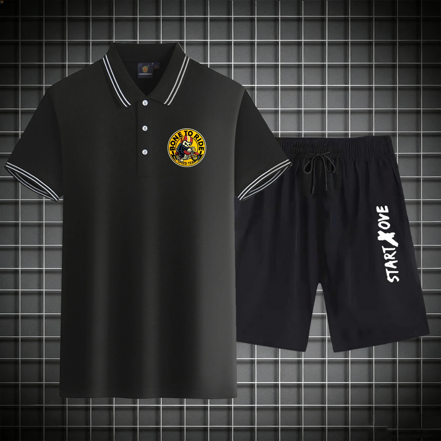 

men's Polos sets 2026 Summer tracksuit for man clothing set Graphic Polyester Short sleeve sweatshirt set men's suits Printed