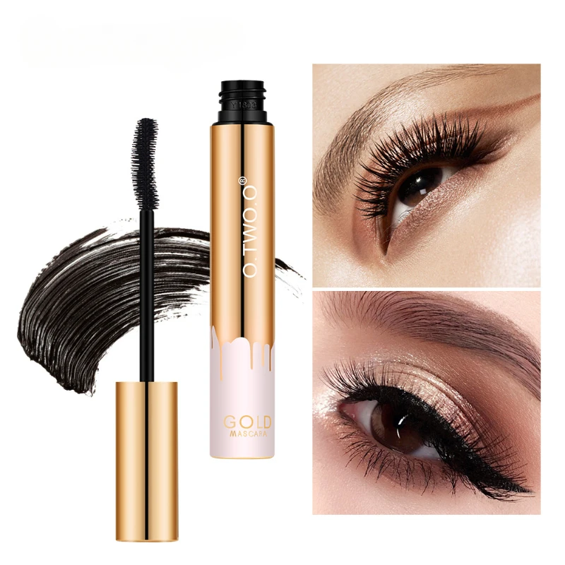 3D Eyelash Extension, Long-Wearing, Eye Lashes Brush, Maquiagem Beleza, Curling Grosso, Alongamento Preto, Cor Dourada