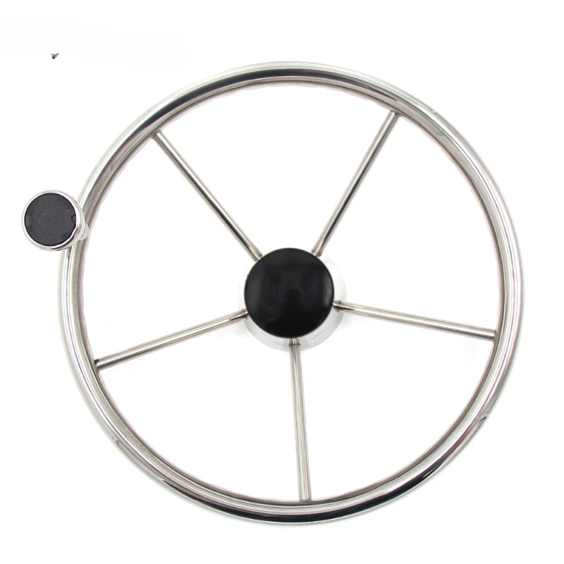 Marine Stainless Steel Steering 5-Spoke Wheel With Knob Grip Boat Accessories Fit For Boat