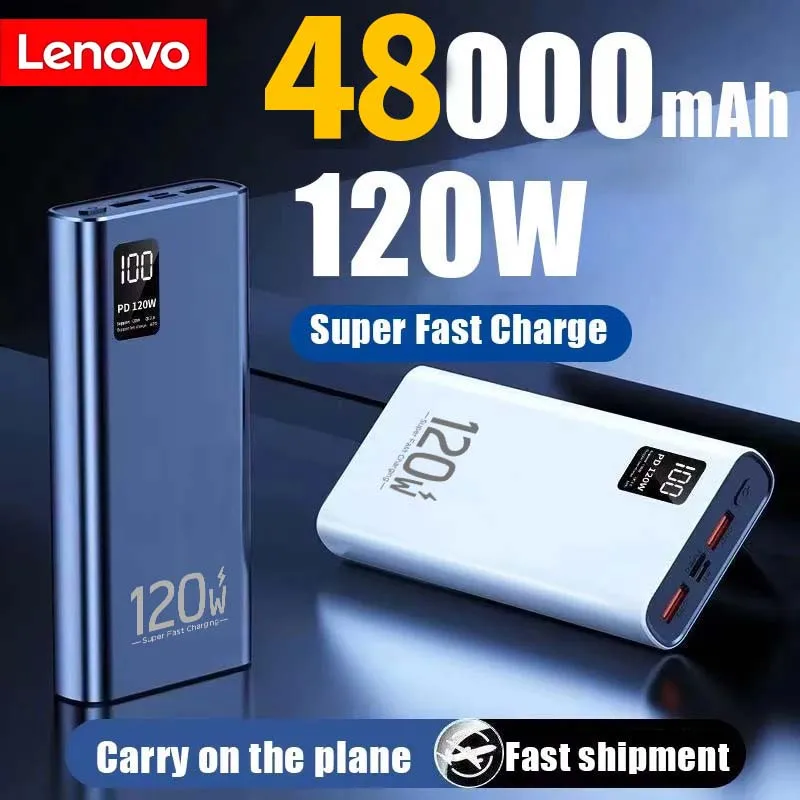

Lenovo 100000mAh High Capacity Power Bank 120W PD 22.5W Super Fast Charging Portable Battery Charger for iPhone Samsung Xiaomi