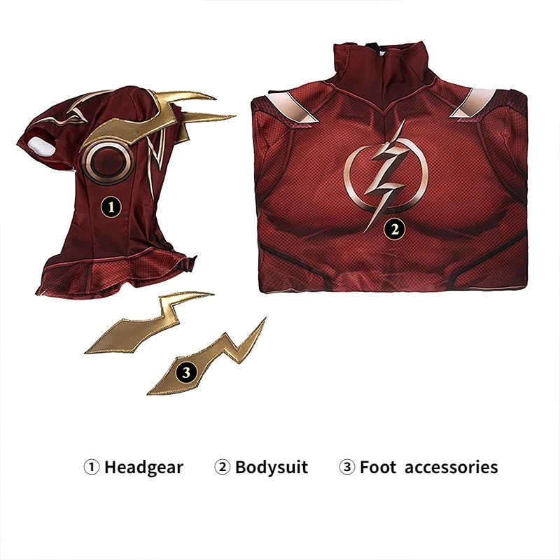 Zentaisuit roter Overall roter Blitz Barry Allen Cosplay Kostüm anpassbare erwachsene Männer Flash Cosplay Bodysuit mit Kopf bedeckung