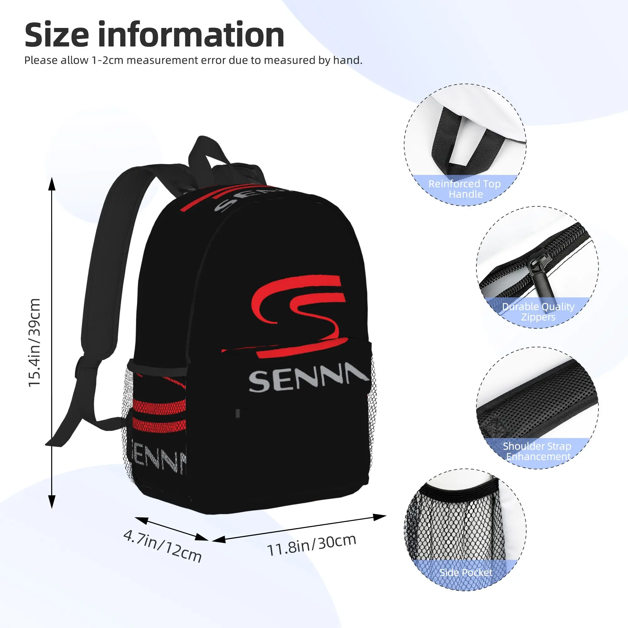 A-Ayrton-S S-Senna-S Racing Cars Logo  Backpack Hot Sale Daypack Boys Girls BookBag Shoulder Bags for Men Women School Bag