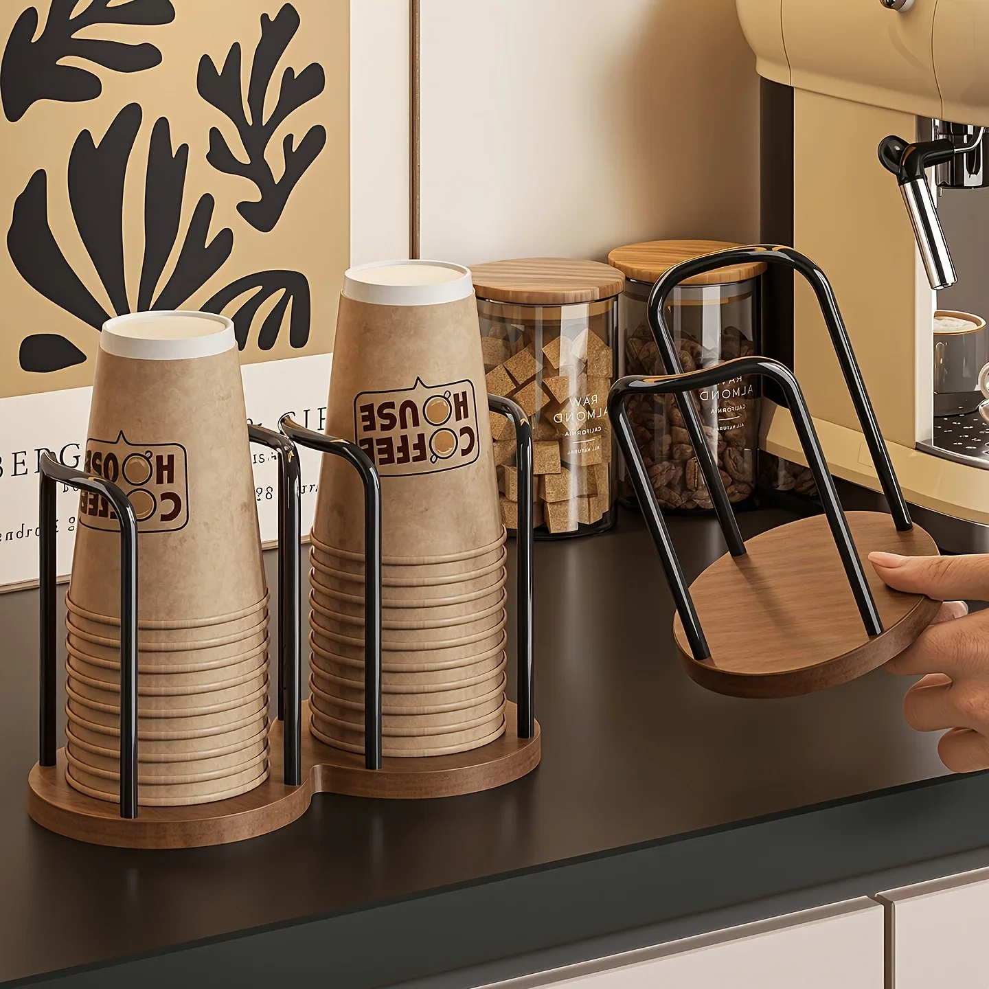 Einweg-Becherhalter, multifunktionaler Kaffeetassen-Organizer, Desktop-Teetassen-Aufbewahrungsregal, Tischdekor-Ständer für den Einsatz auf der Arbeitsplatte zu Hause – Detail 20