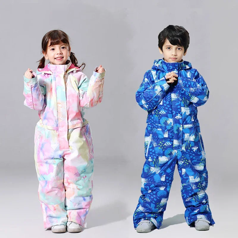 Children Girl Ski Suit Boy Snowboard Jacket Overalls Waterproof One-Piece Windproof Warmth Kid Bodysuit Jumpsuit Winter Clothing