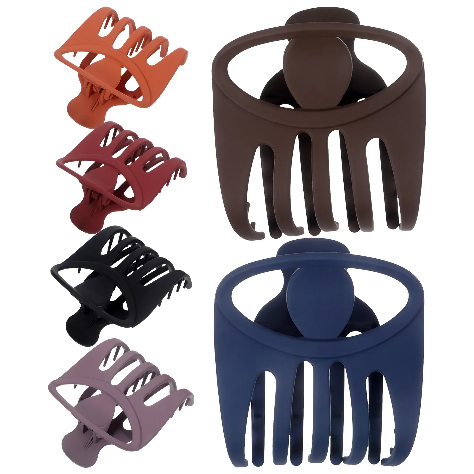 

6 Pcs French Clips Claw Barrettes for Thick Hair Women Styling Sectioning Decorative Black Burgundy Coffee Orange Pink Purple