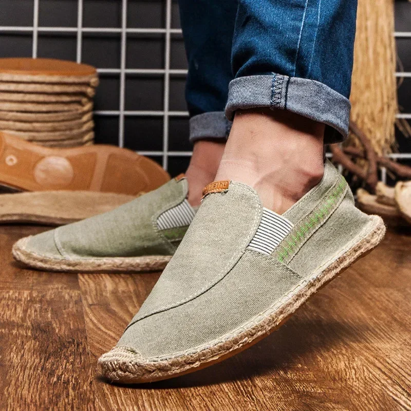 Mens Casual Vintage Loafers Flat Hemp Bottom Fishermen Shoes Driving Soft Shoes Holiday Beach Sailing Bohemian Autumn Size 38-45 4