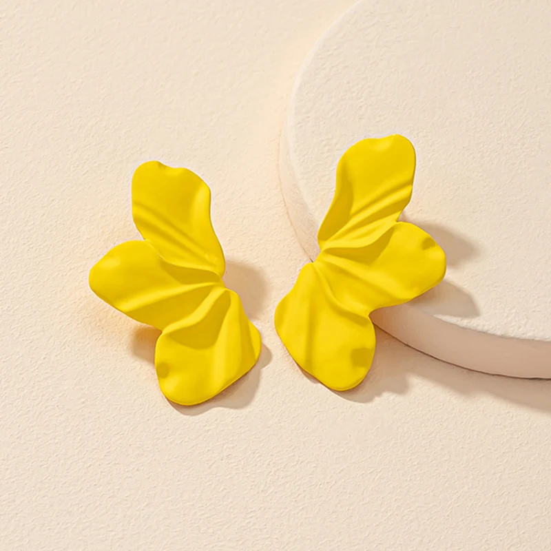 Metal Flower Enamel Petal Post Earrings For Women Fashion Jewelry Spring Summer Trendy New Style Hot Holiday Accessories 2023705