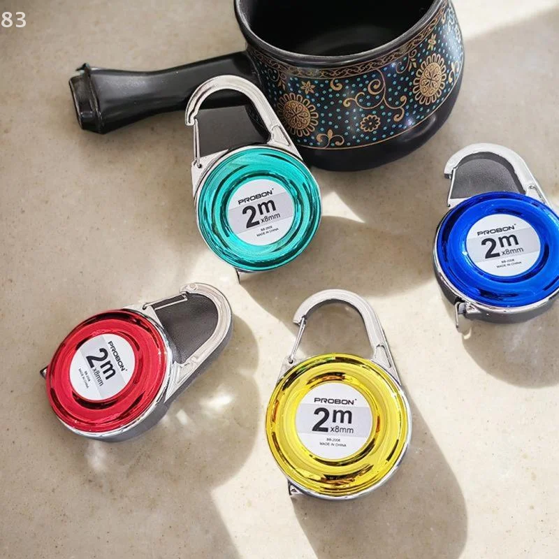 Mini chaveiro fita métrica 2m pequena régua de aço multiuso presente régua ferramenta de medição compacta para casa e escritório