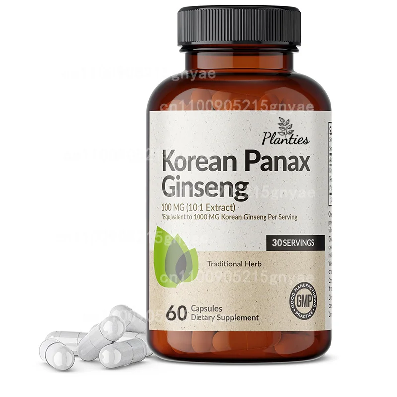 

Korean Red Ginseng 1200 Mg + Ginkgo Extract Powder Supplement, Vegetarian Capsules, Energy and Focus for Men & Women