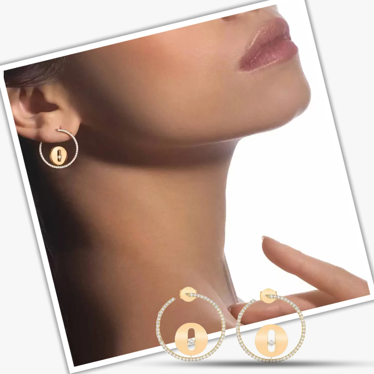 

MXK 2025 Classic Fashion Double Ring Full Diamond Series 925 Silver Women's Earrings, Bright and Beautiful, Suitable for Wearing