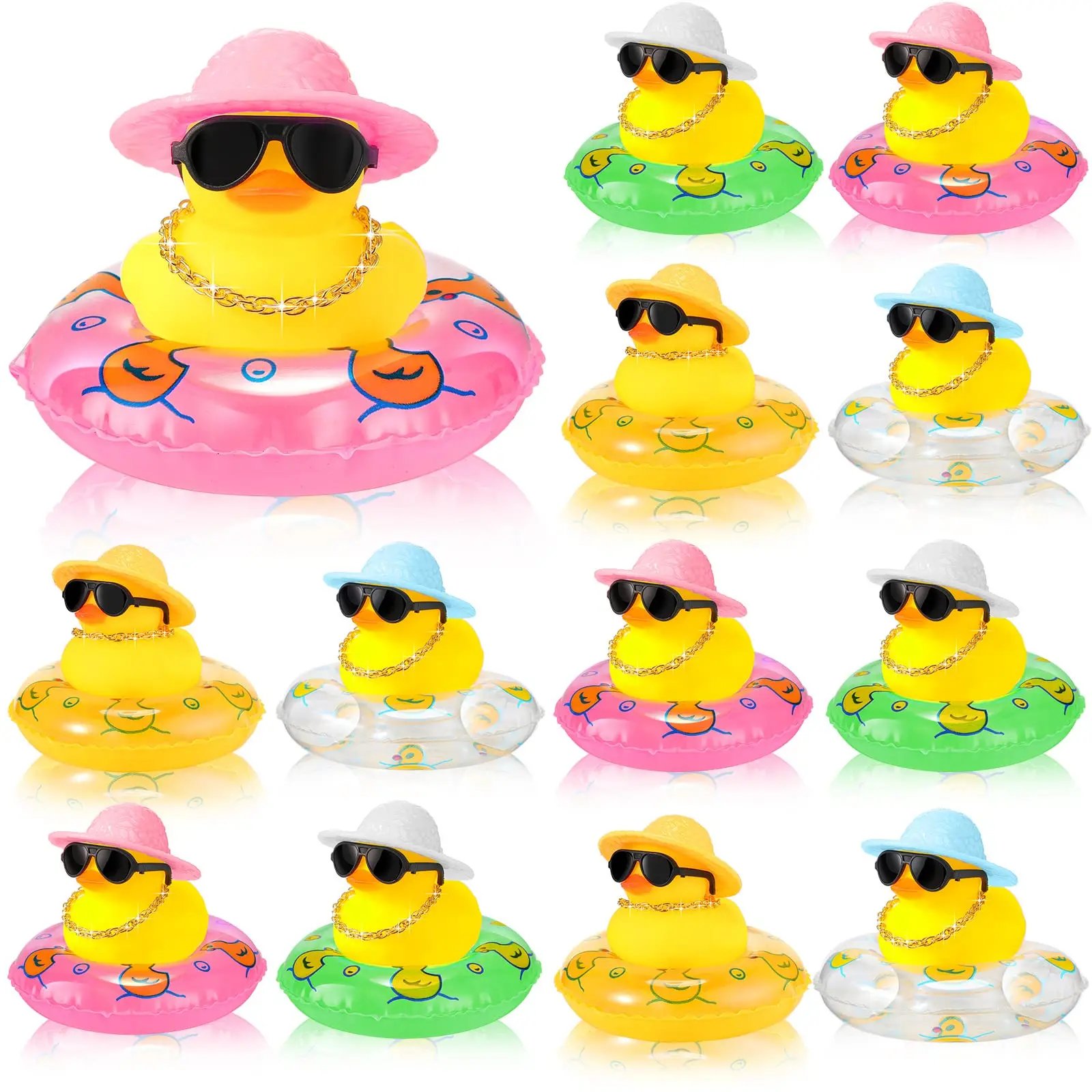 24Pcs Mini Rubber Ducks Summer Beach Funny Rubber Ducky Bathtub Shower Ducks Toys for Baby Shower Swimming Pool Toys (24 Pcs)