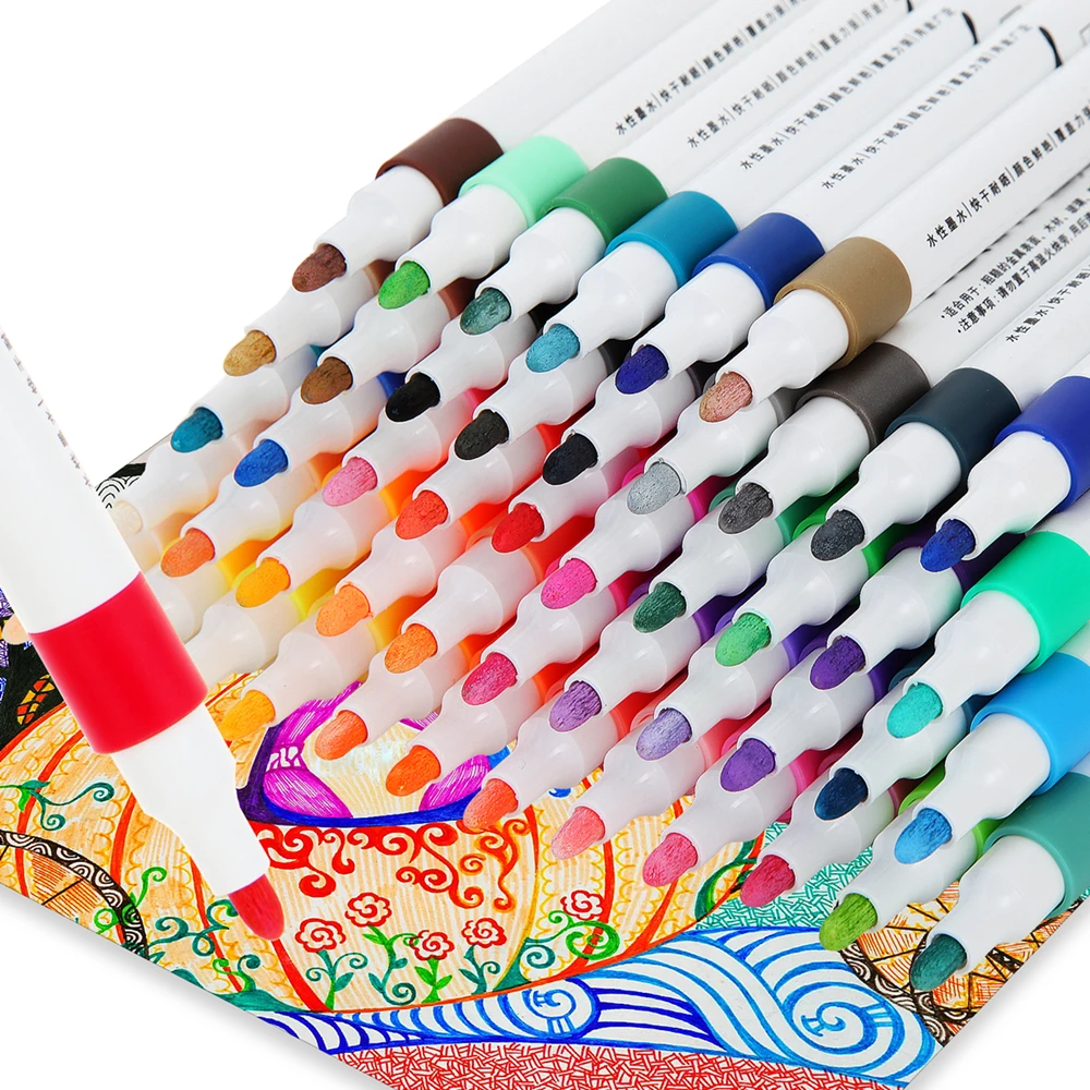 12/24/36 Colors Acrylic Markers Set Portable Plastic Boxed Rock Painting for Kids Set Ceramic Glass Wood DIY Crafts Art Supplies