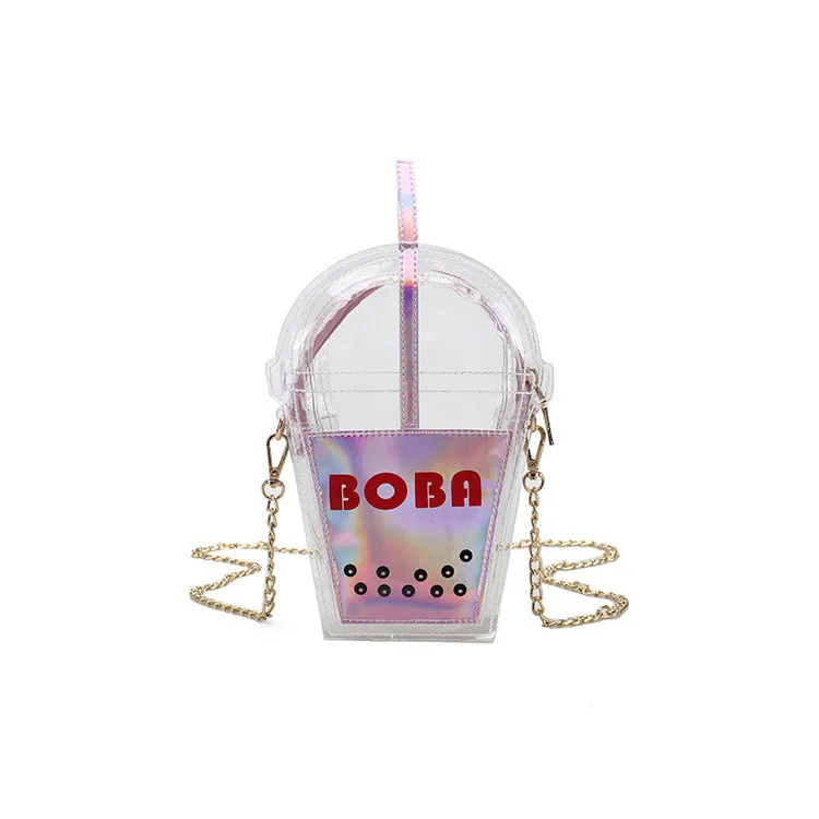 Cute Design Transparent Drink Bottle Crossbody Bag For Women Pvc Ladies Chain Purse Shoulder Bag Tote Mini Bag Female Bolsa