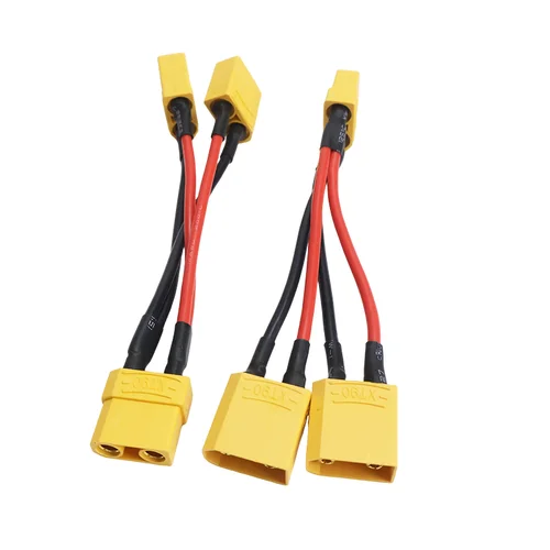 Imagen 2 del producto 1 Uds XT90 conector de batería paralelo Cable macho/hembra extensión Dual Y divisor Cable de silicona 14AWG 10CM para expansión de Motor RC
