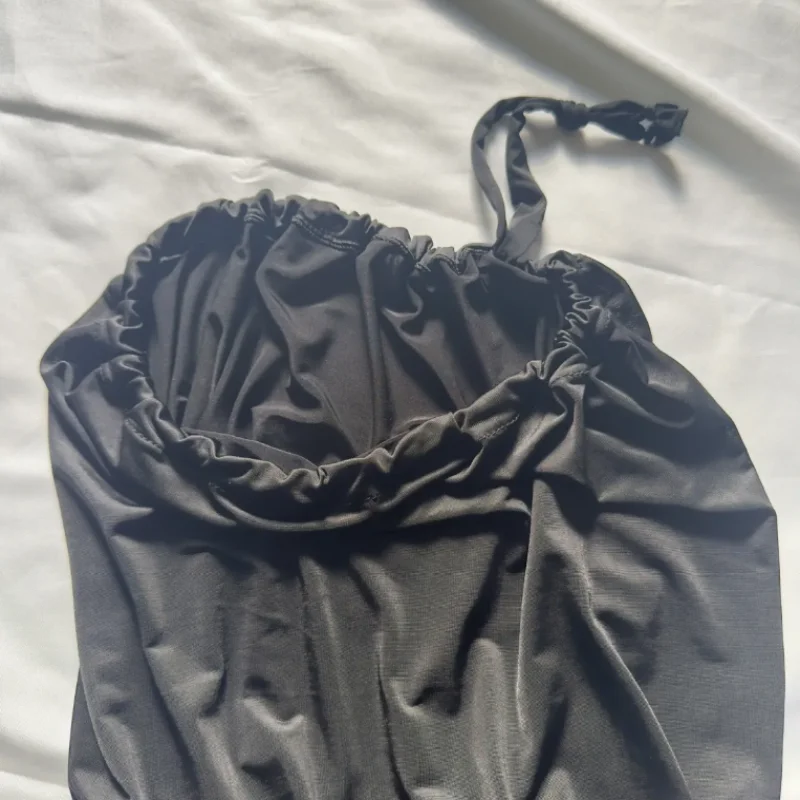 

Glossy Black Satin Sheer Loose Maxi Dress Ice Silk Wrap Plus Size Sexy Long Sleeping Bag Sissy Cosplay Private Party Costume