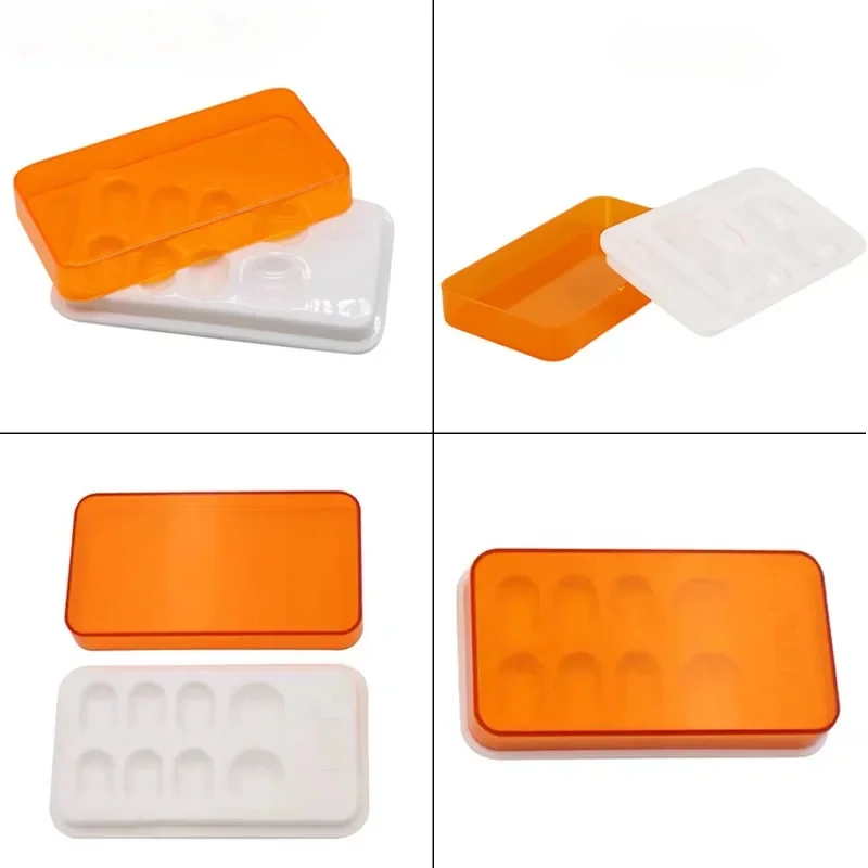 Caixa de sombreamento dental com 8 buracos, paleta dentária com tampa, caixa de folheado dental, capa de mistura de resina, organizador de sombreamento, ferramenta, equipamento de laboratório