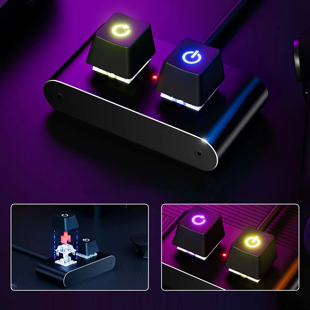 1/2 pces divisor de interruptor de mesa com led colorido ligar/desligar botão interruptor de redefinição hdd led botão de fonte de alimentação externa para placa-mãe