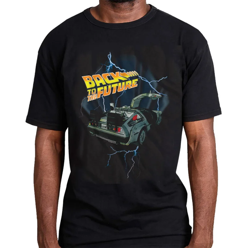 

Retro Lightning Back To The Future 1230 Sic Fi Gift t shirt 80s movies Time Machine Graphic Clothes All size Tops