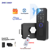 Tuya Wifi SmartLife 3D Face Recognition Smart Lock Waterproof Fingerprint IC Card Password Rechargeable Li-Battery for Gate/Door
