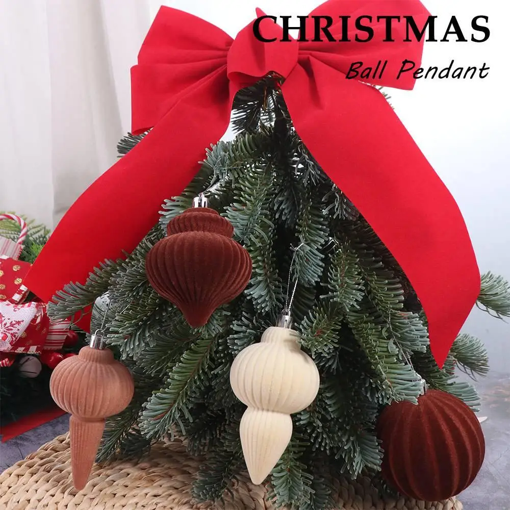 

6pcs Flocked Velvet Christmas Ball Pendant Shatterproof Reusable Christmas Hanging Balls Elegant Green Xmas Tree Ornaments
