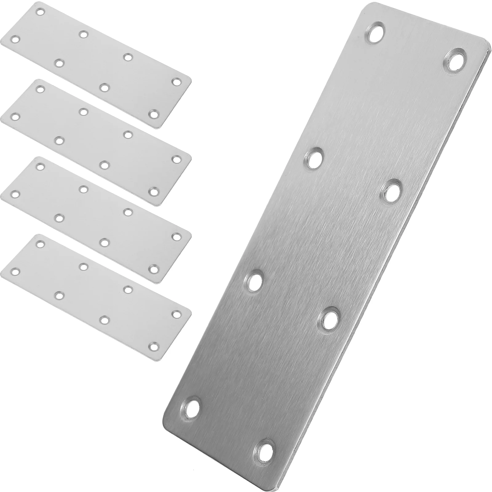 5 Pcs 2.4x1.5 Inch Metal Repair Plates Black Stainless Steel Flat Brackets for Furniture Wood Shelves Cabinets Design