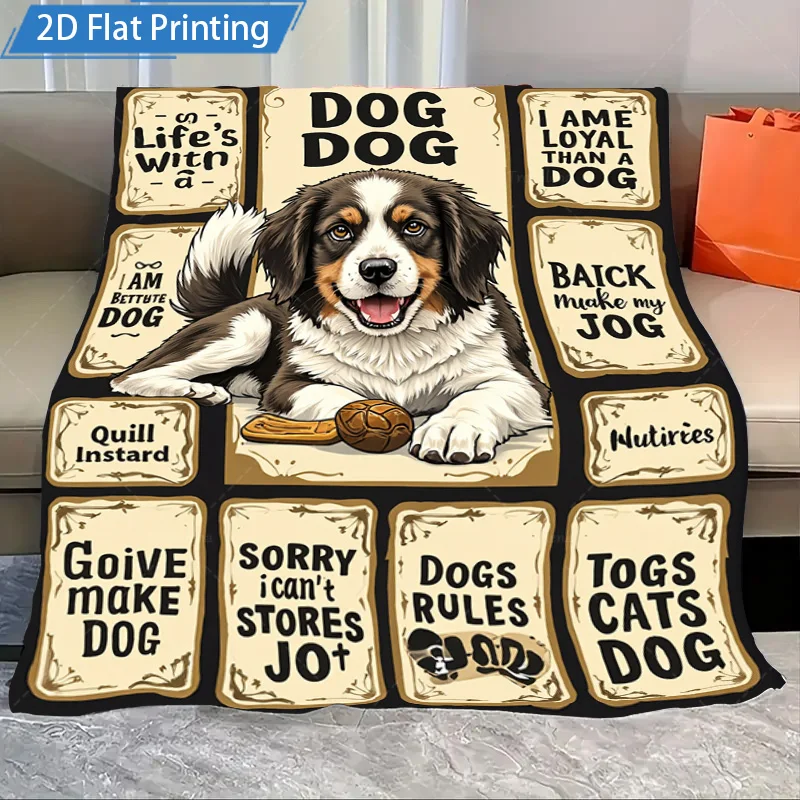 ผ้าห่มสักหลาด 1 ชิ้นผ้าห่มขนแกะคนรักสุนัขพร้อมคำคมสุนัขตลกและดีไซน์ลูกสุนัขน่ารัก