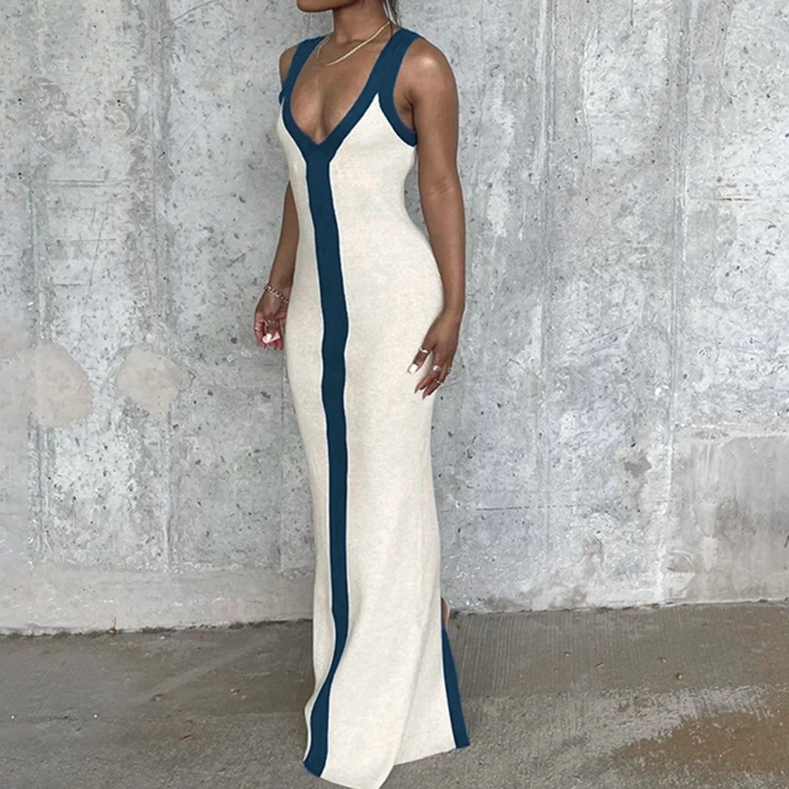 BWQ-Vestido largo drapeado con cuello en V, vestido Sexy de verano con tirantes, vestido elegante de graduación, trajes de fiesta para discoteca, ropa de calle informal