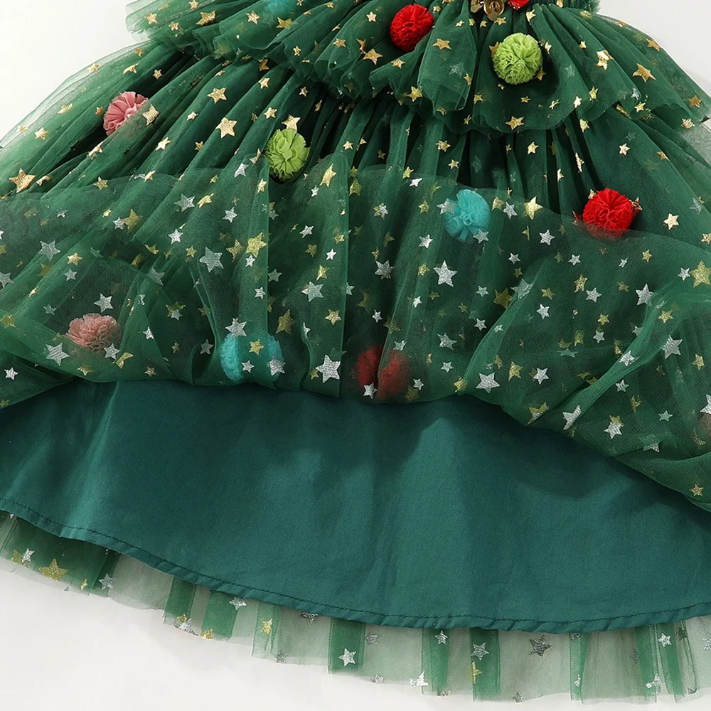 Kid Christmas Girl Tulle Dresses Sleeveless Square Neck Candy Cane/Plaid Print Tutu Dress Toddler Princess Dress Party Costumes