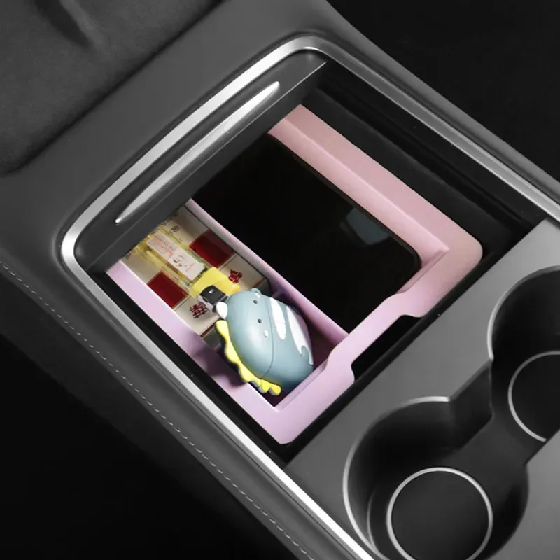 Silica Central Control Double Storage Box For Tesla Model 3/Y 2021 2022 2023 Model3 ModelY Crystal Box Car Accessories Interior